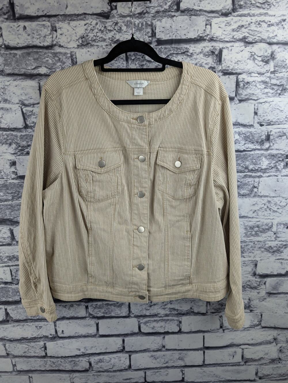 CJ Banks Tan Striped Jacket